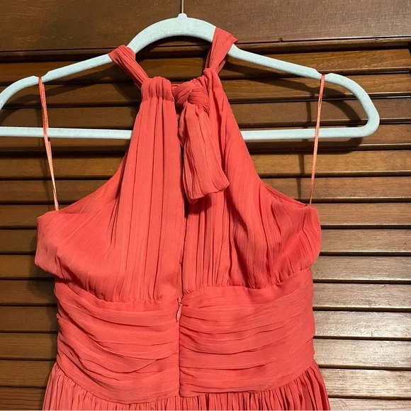BB Dakota Size 0 Pleated Orange Mini Dress - Picture 3 of 5